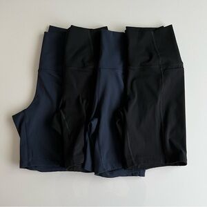 bundle of 4 bike shorts with pockets, navy blue and black, xs